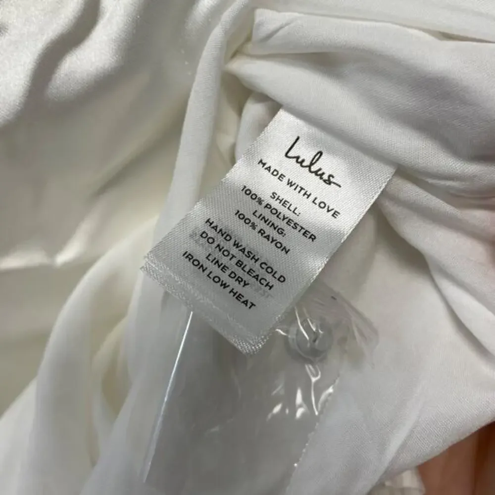 Lulus‎ Women's Luxe Destiny White Satin Backless Halter Mermaid Maxi Dress XL